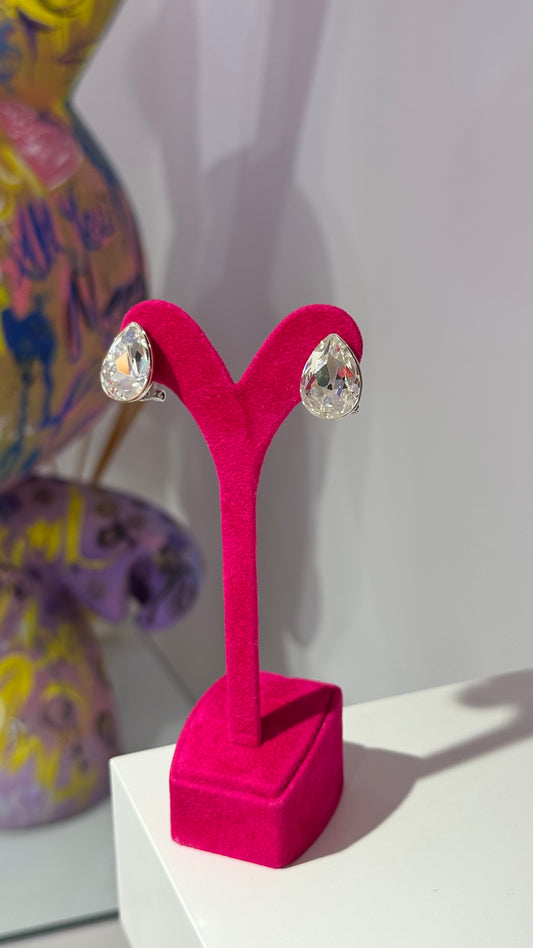 Beyaz Damla Swarovski Küpe