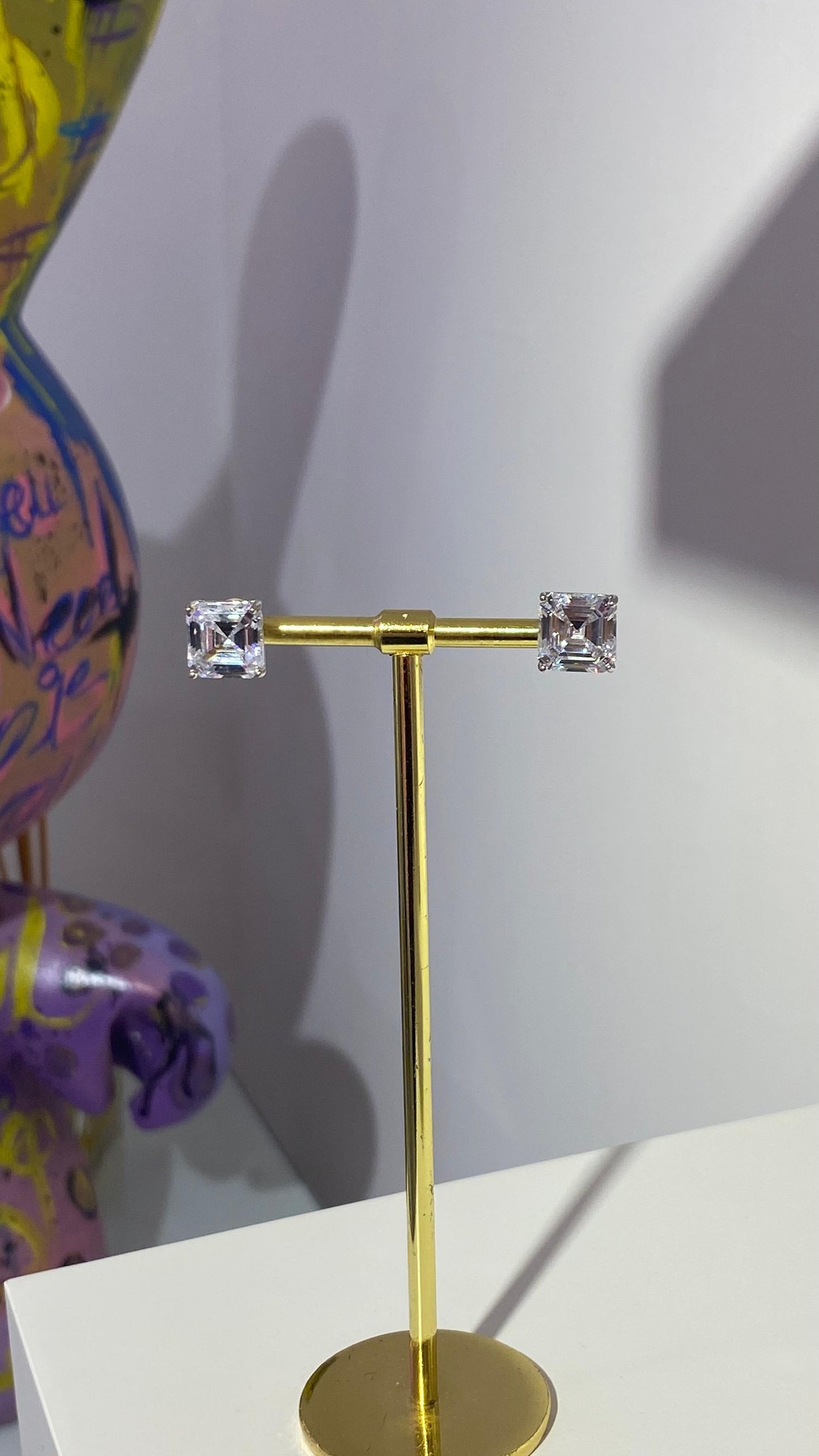 Kare Swarovski Taş Küpe