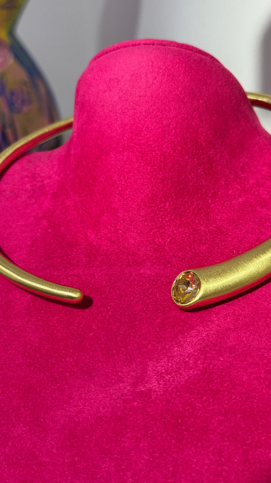 Kahve Swarovski Taş Choker Kolye