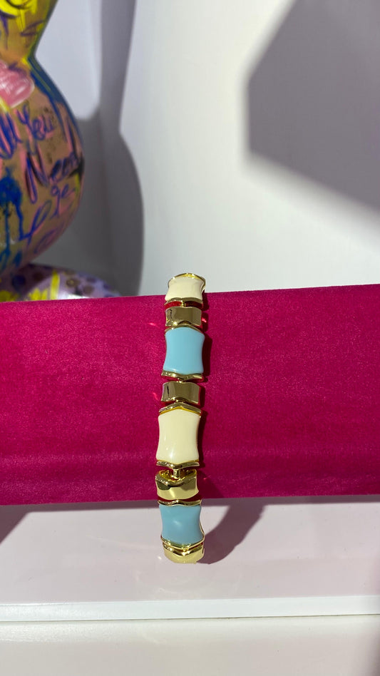 Mavi Krem Kemik Form Bileklik