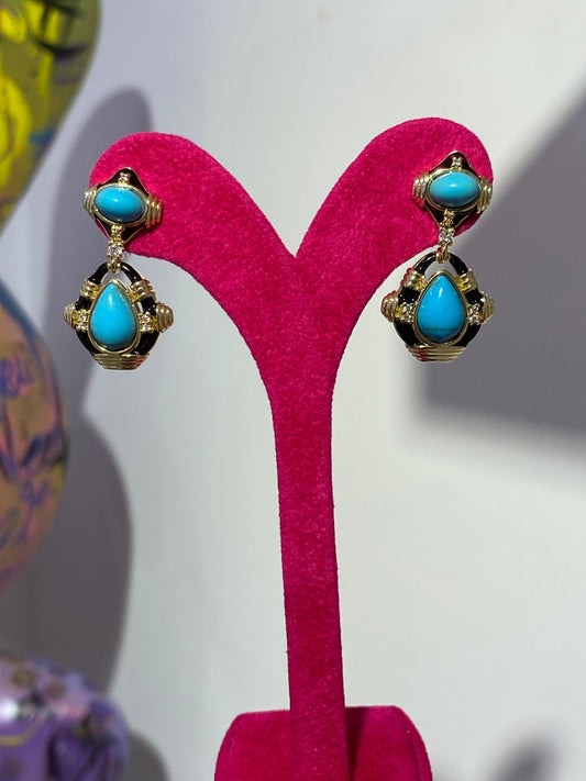 Mavi Taşlı Mineli Küpe