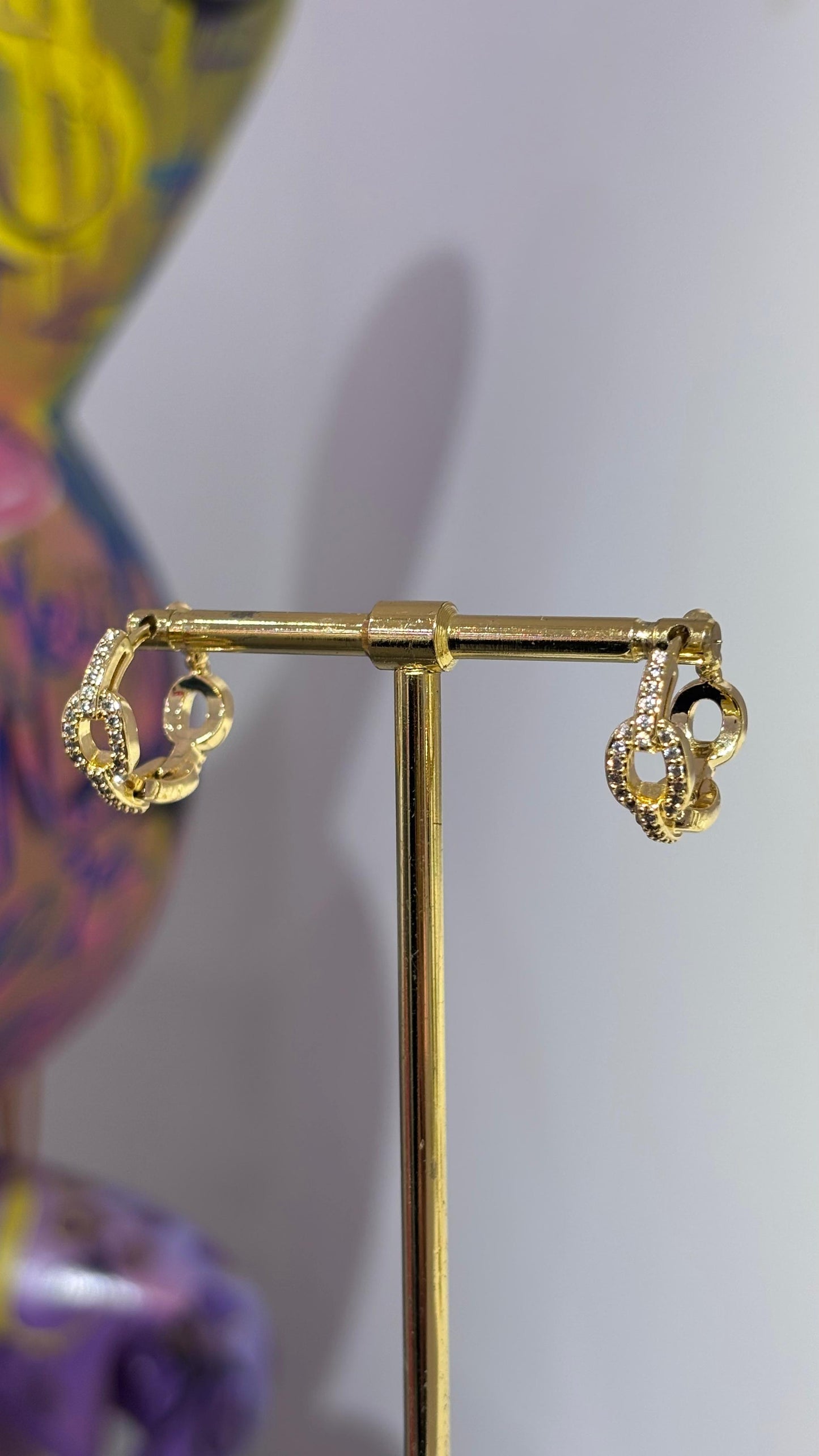 Taşlı Zincir Detay Küpe