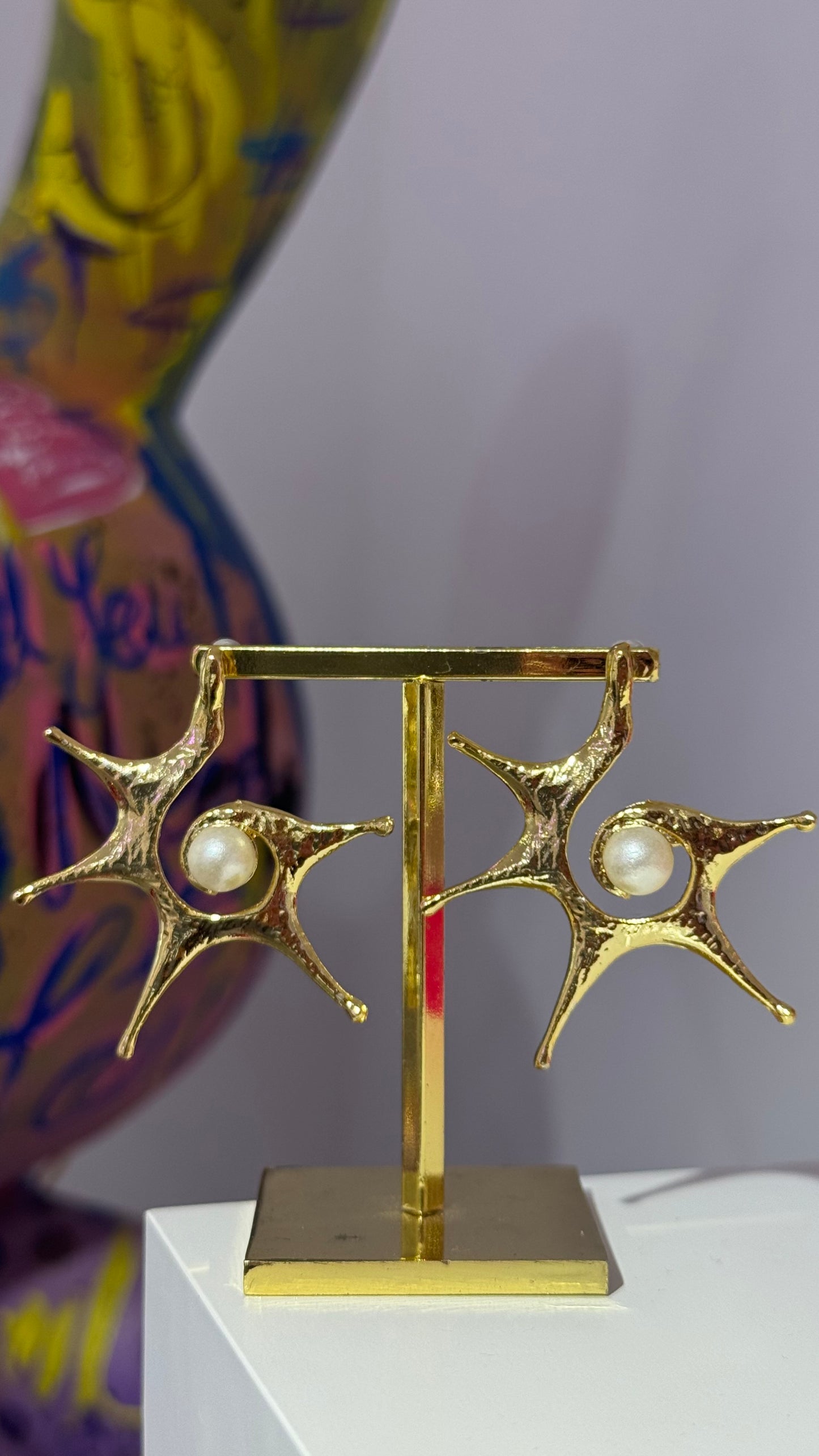 İncili Yıldız Küpe