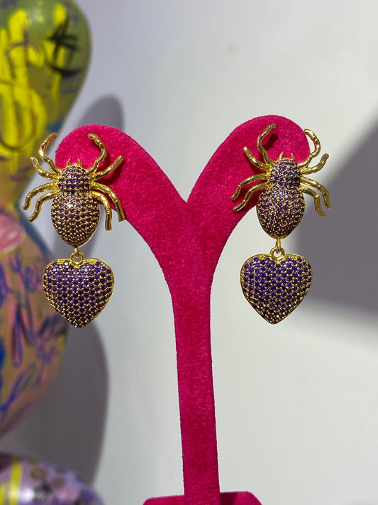 Mor Kalpli Böcek Küpe