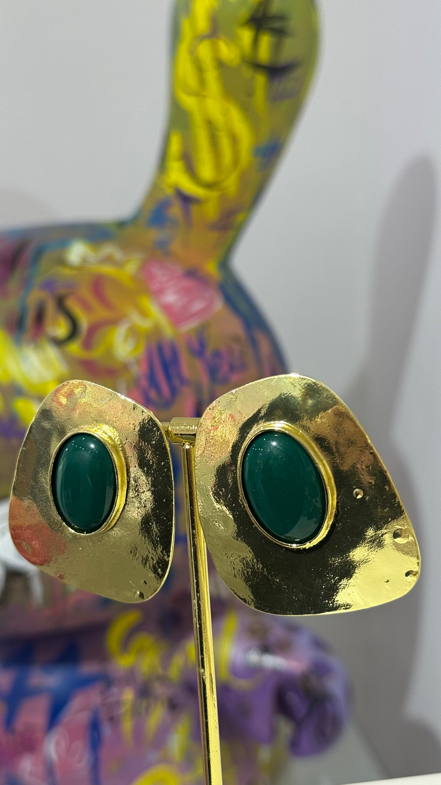 Yeşil Taşlı Vintage Küpe 