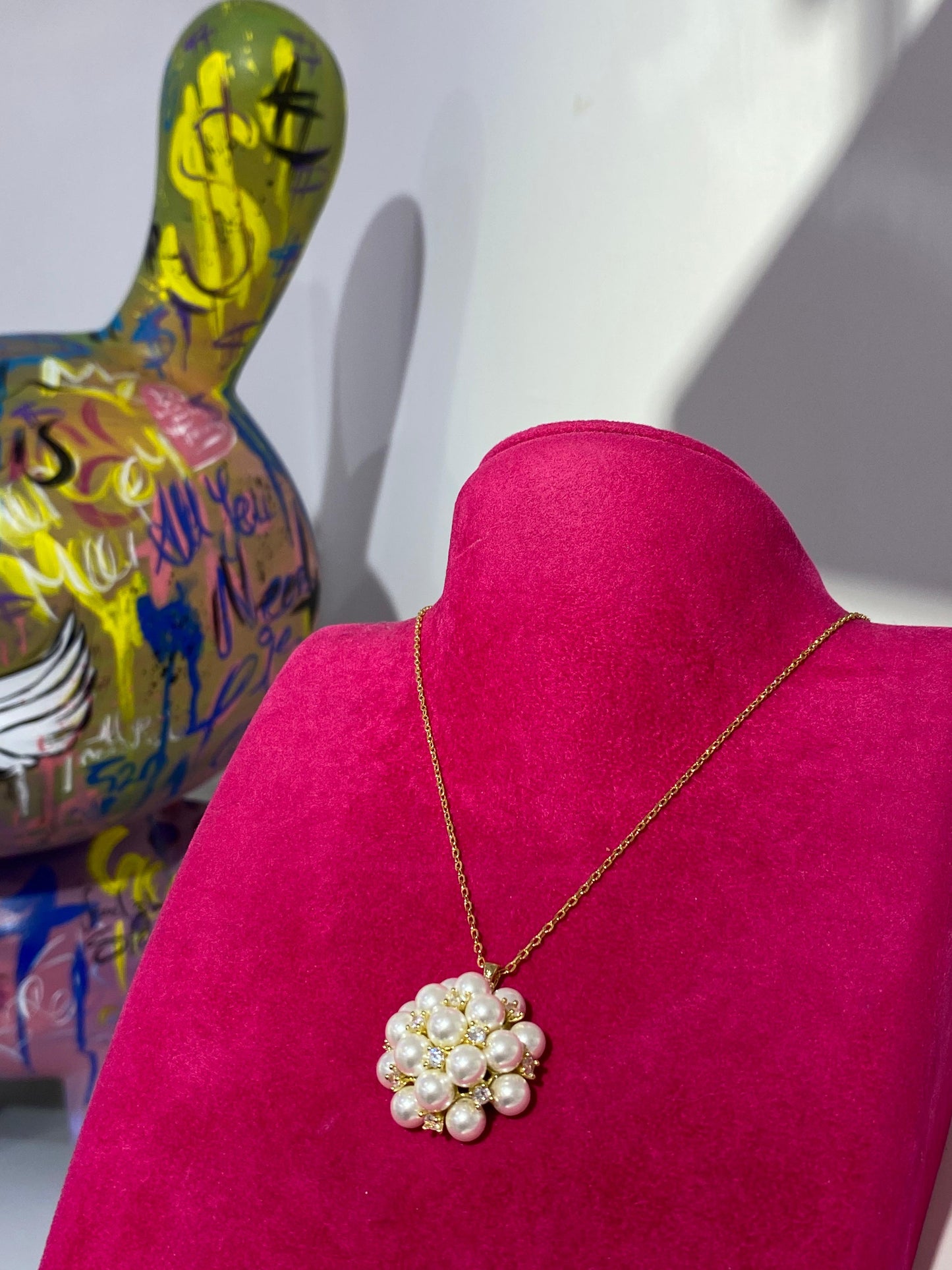İncili Swarovski Kolye