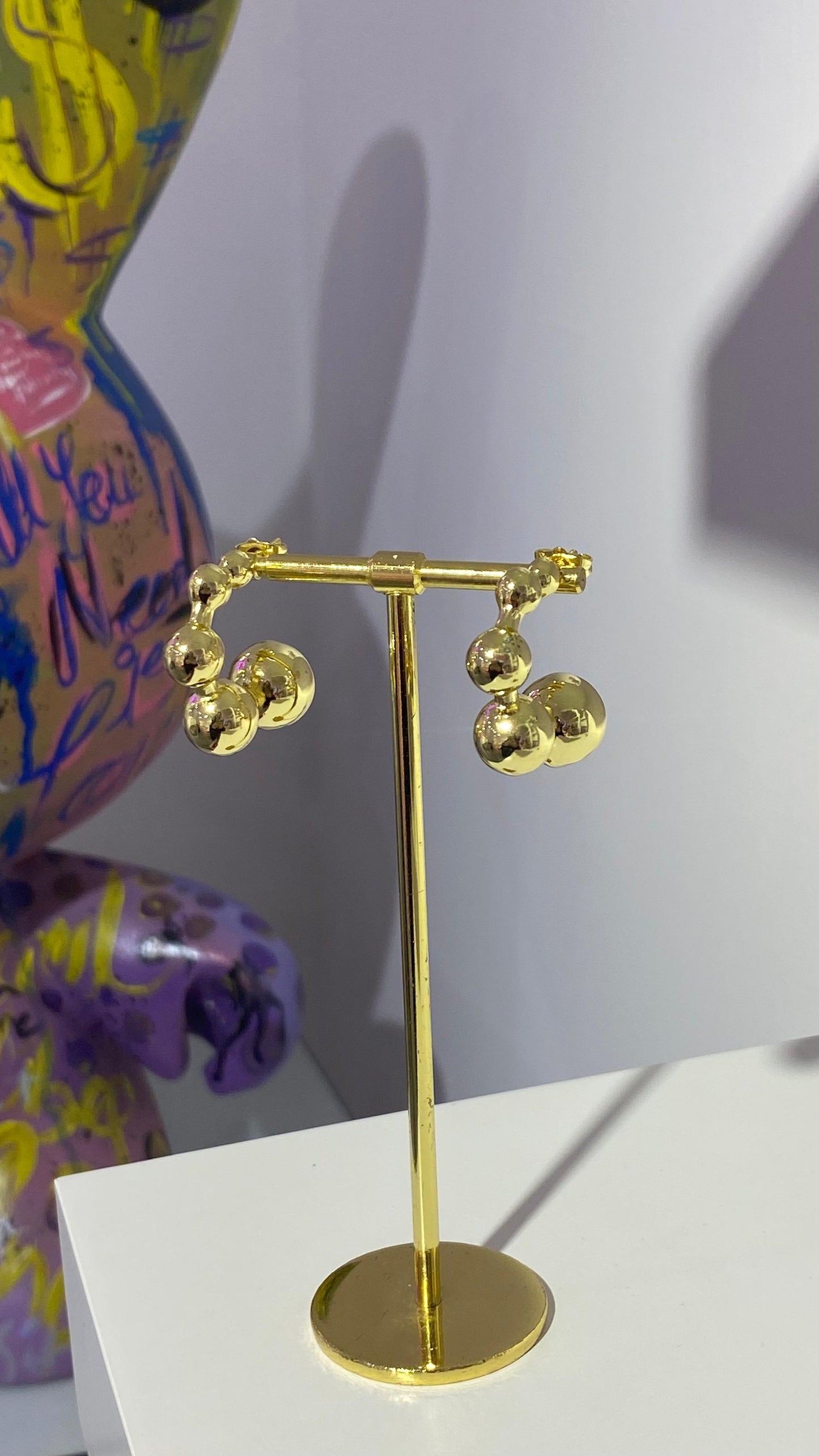 Gold Boncuk Halka Küpe