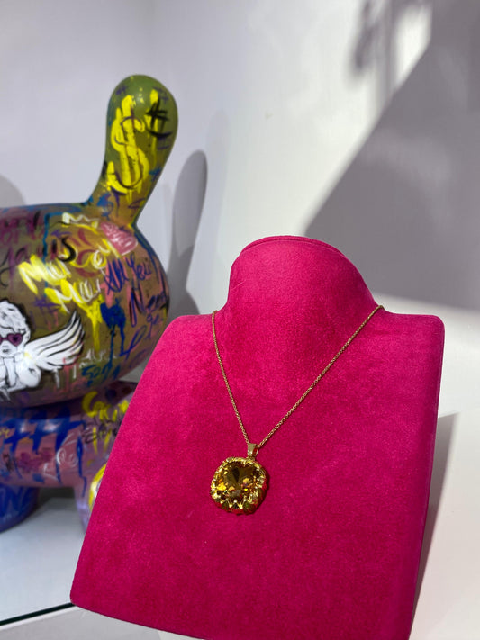 Kahverengi Swarovski Taş Kolye