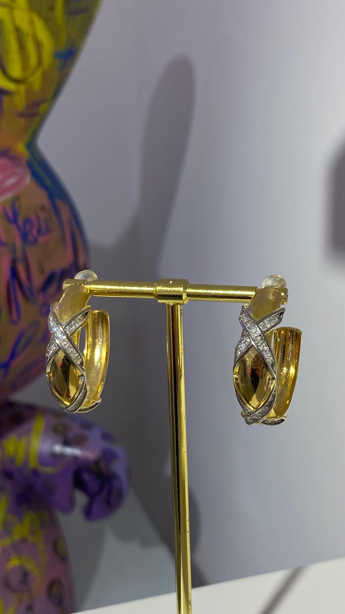 X Taşlı Halka Küpe