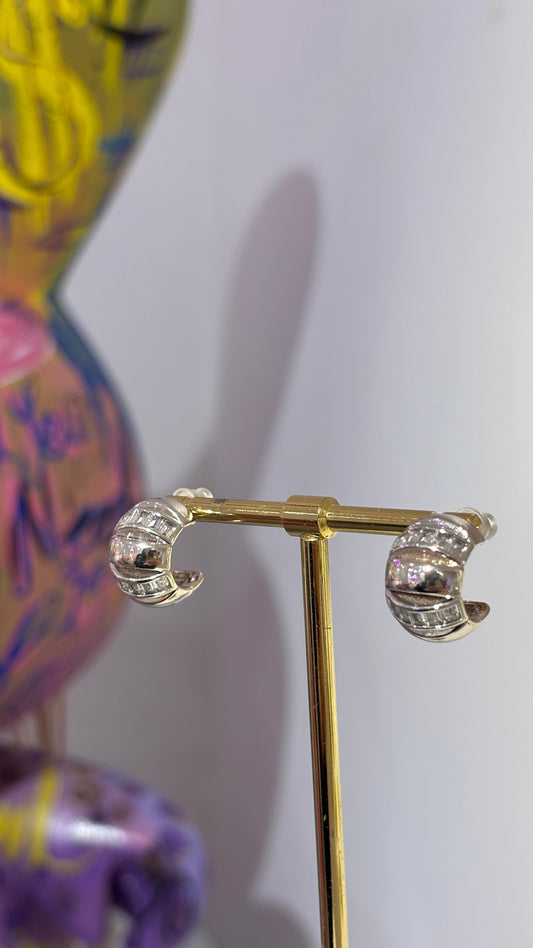 Mini Taşlı Halka Küpe