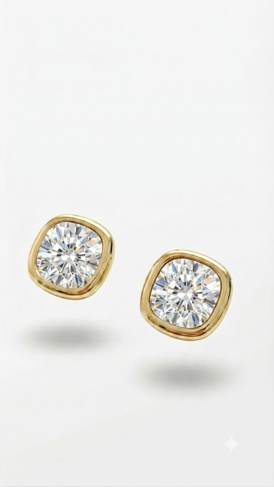 Kare Taş Swarovski Küpe