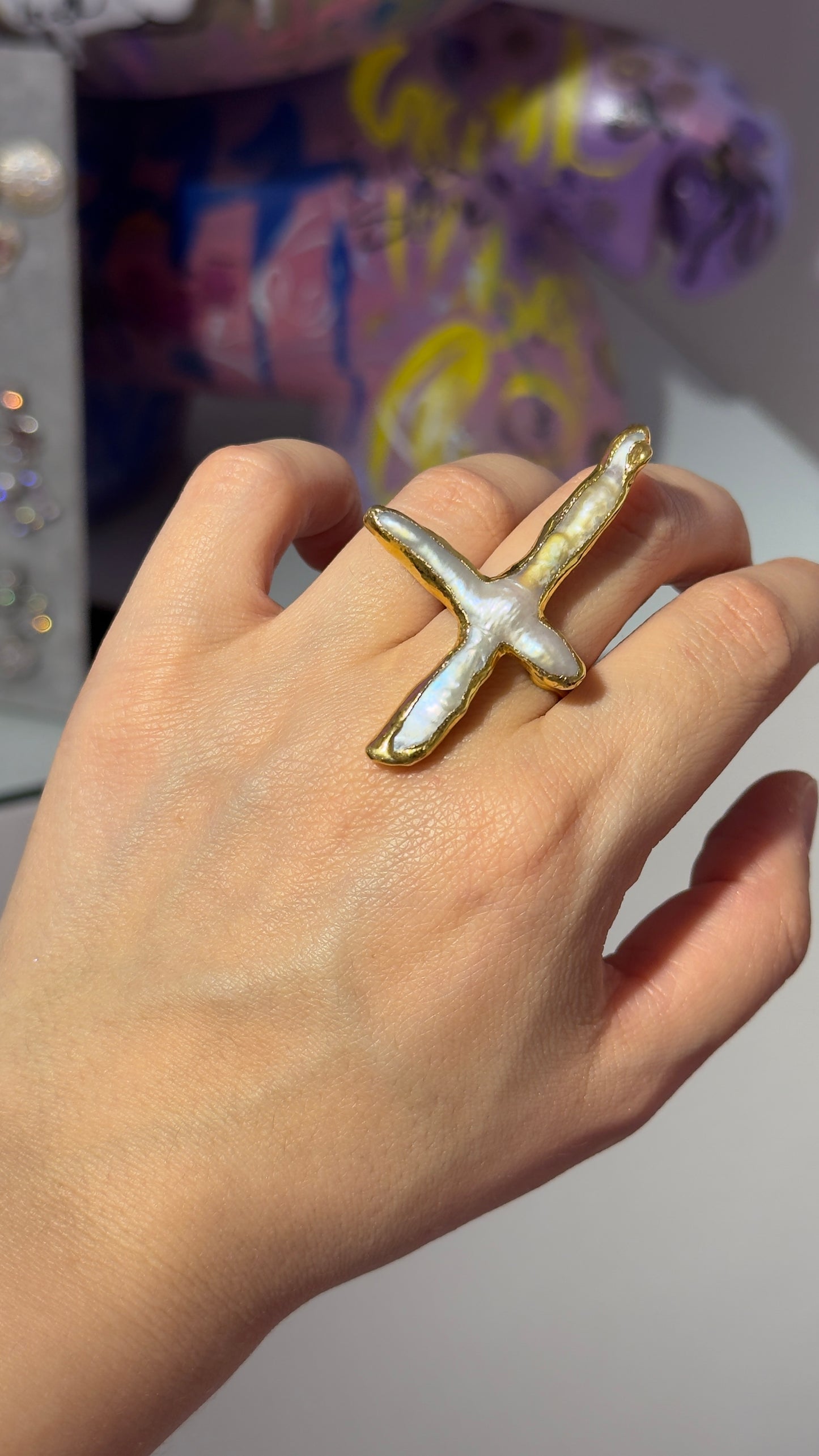 İncili Haç Yüzük