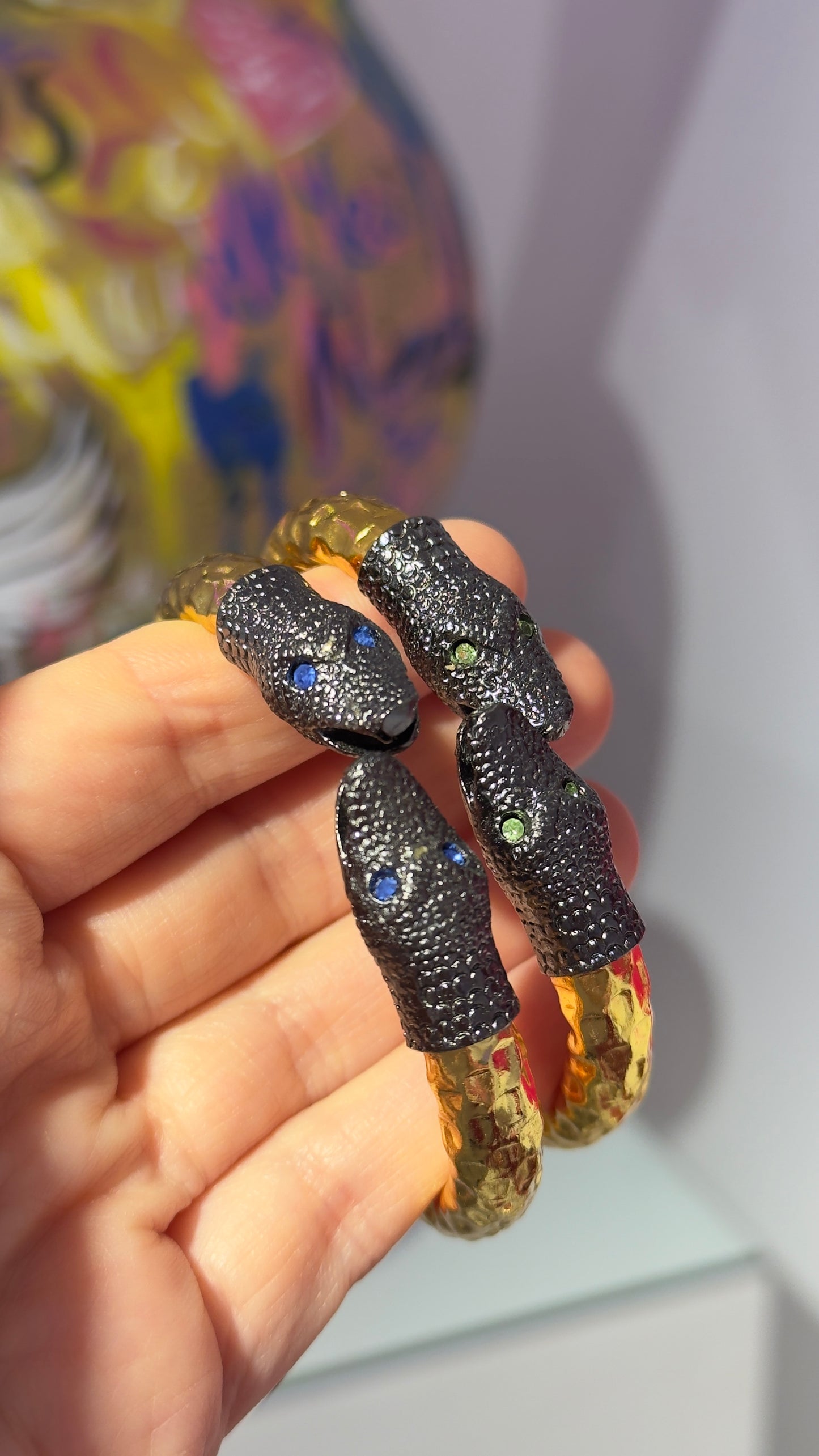 Yeşil Taşlı Yılan Bileklik