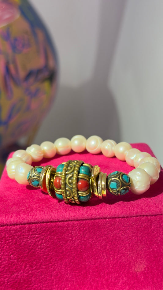 İncili Doğal Taş Bileklik