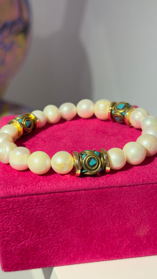 İncili Doğal Taş Bileklik