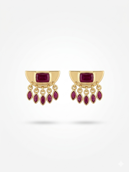 Kırmızı Taşlı Küpe