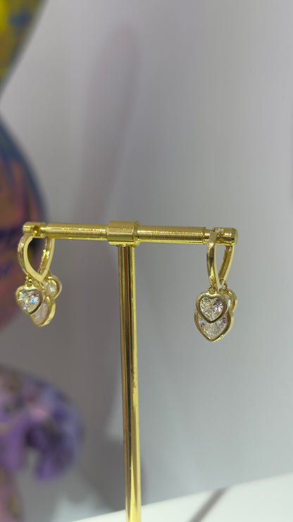 Swarovski Sallantılı Mini Kalp Küpe