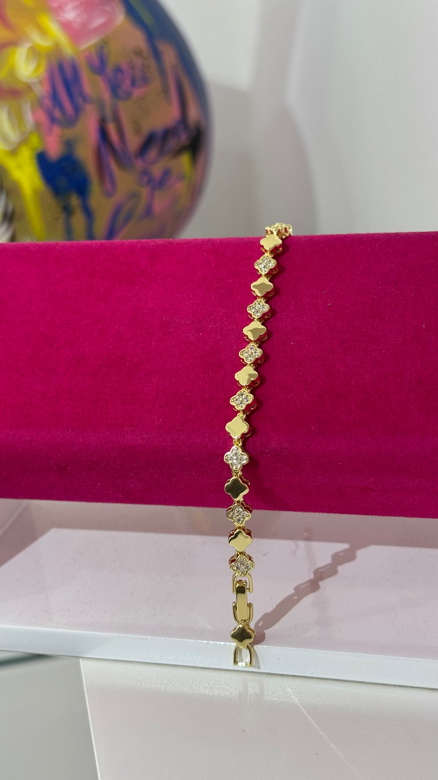 Taşlı Yoncalı Bileklik