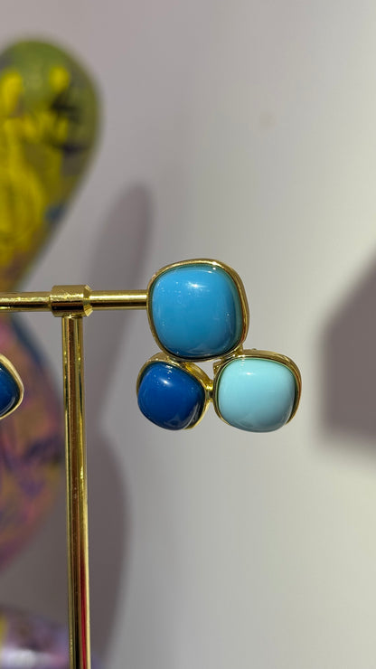 Mavi Üç Renk Küpe