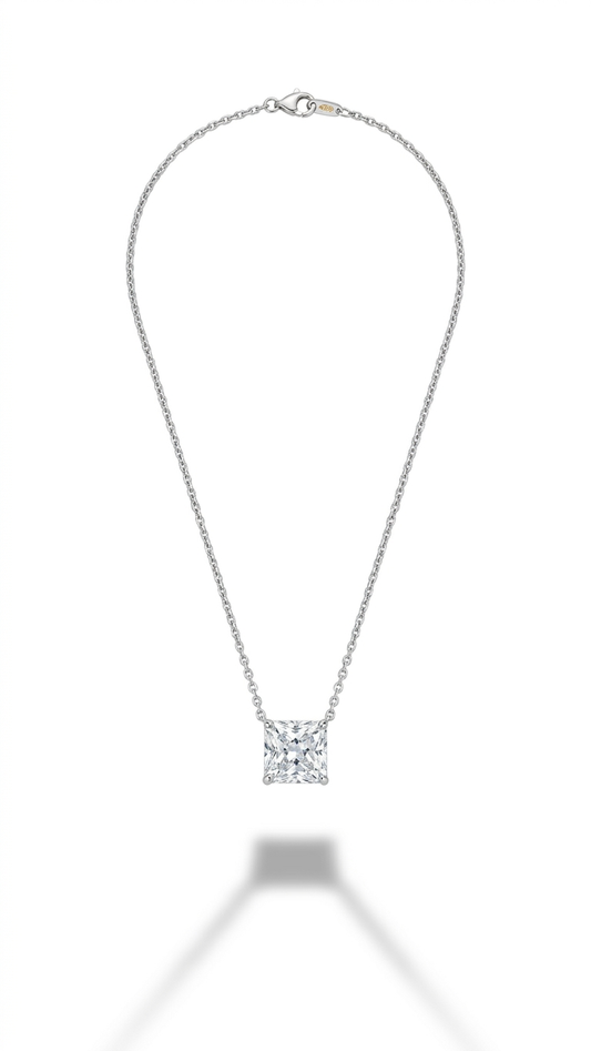 Kare Taş Gümüş Kolye