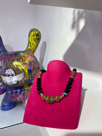 Siyah Doğal Taş Kolye