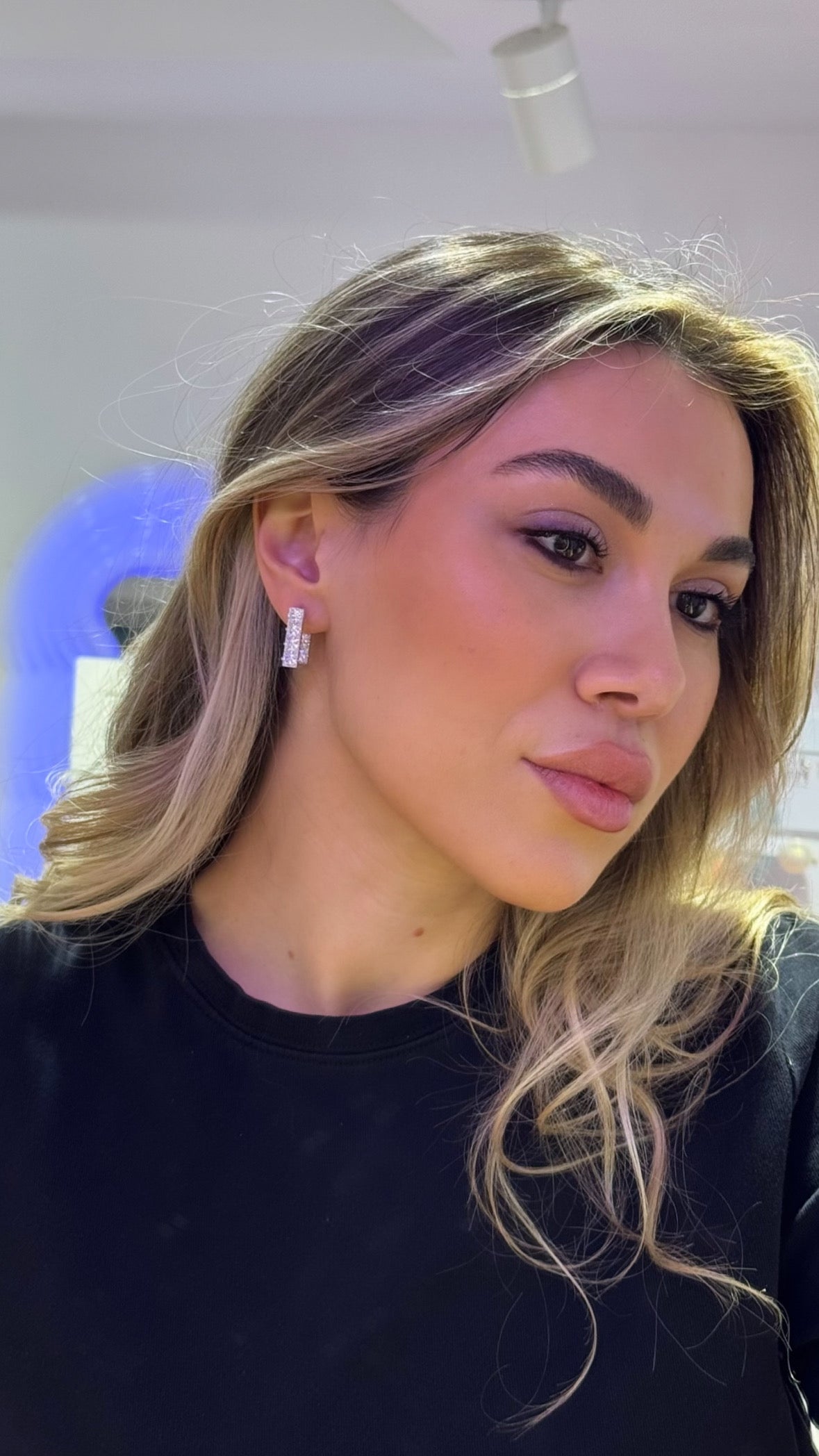 Swarovski Taş Kare Küpe