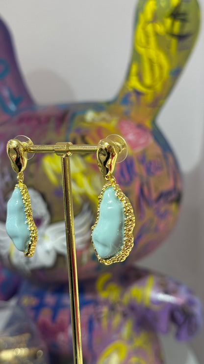 Mavi Taş Form Küpe