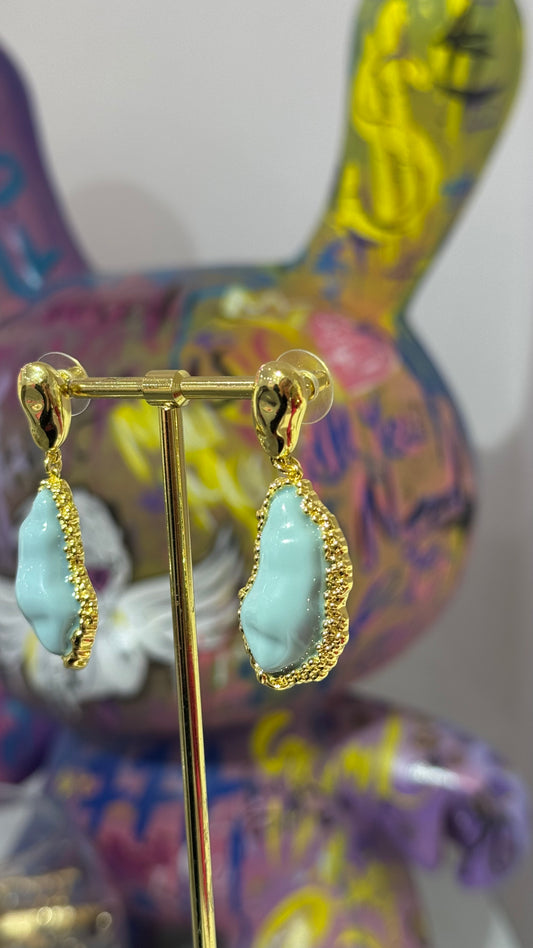 Mavi Taş Form Küpe