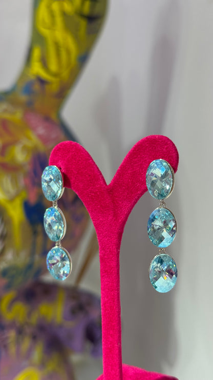 Üçlü Damla Swarovski Küpe