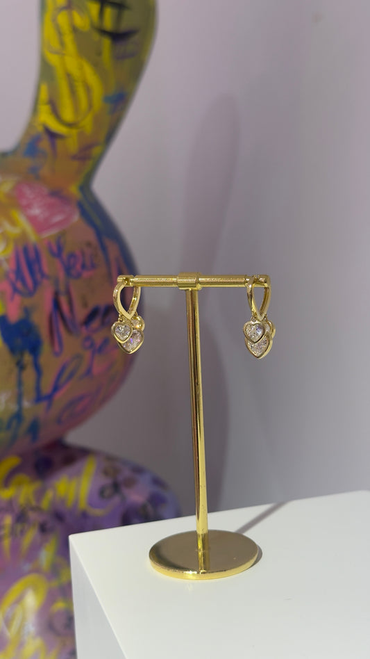 Swarovski Sallantılı Mini Kalp Küpe