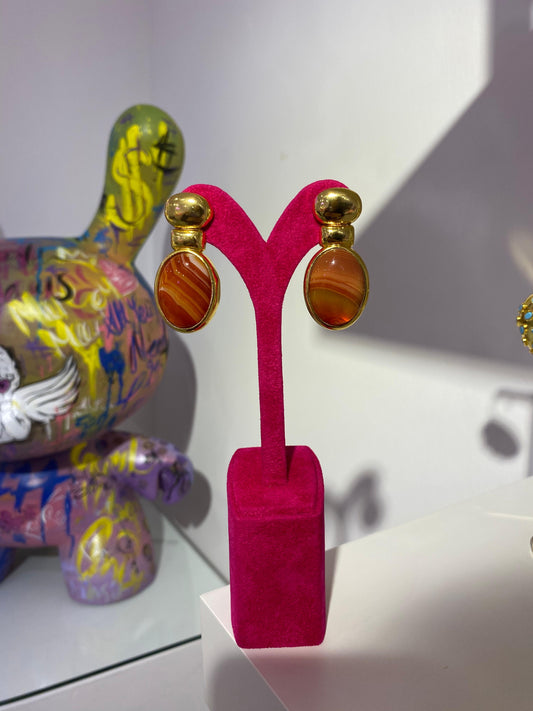 Kahverengi Doğal Taş Küpe