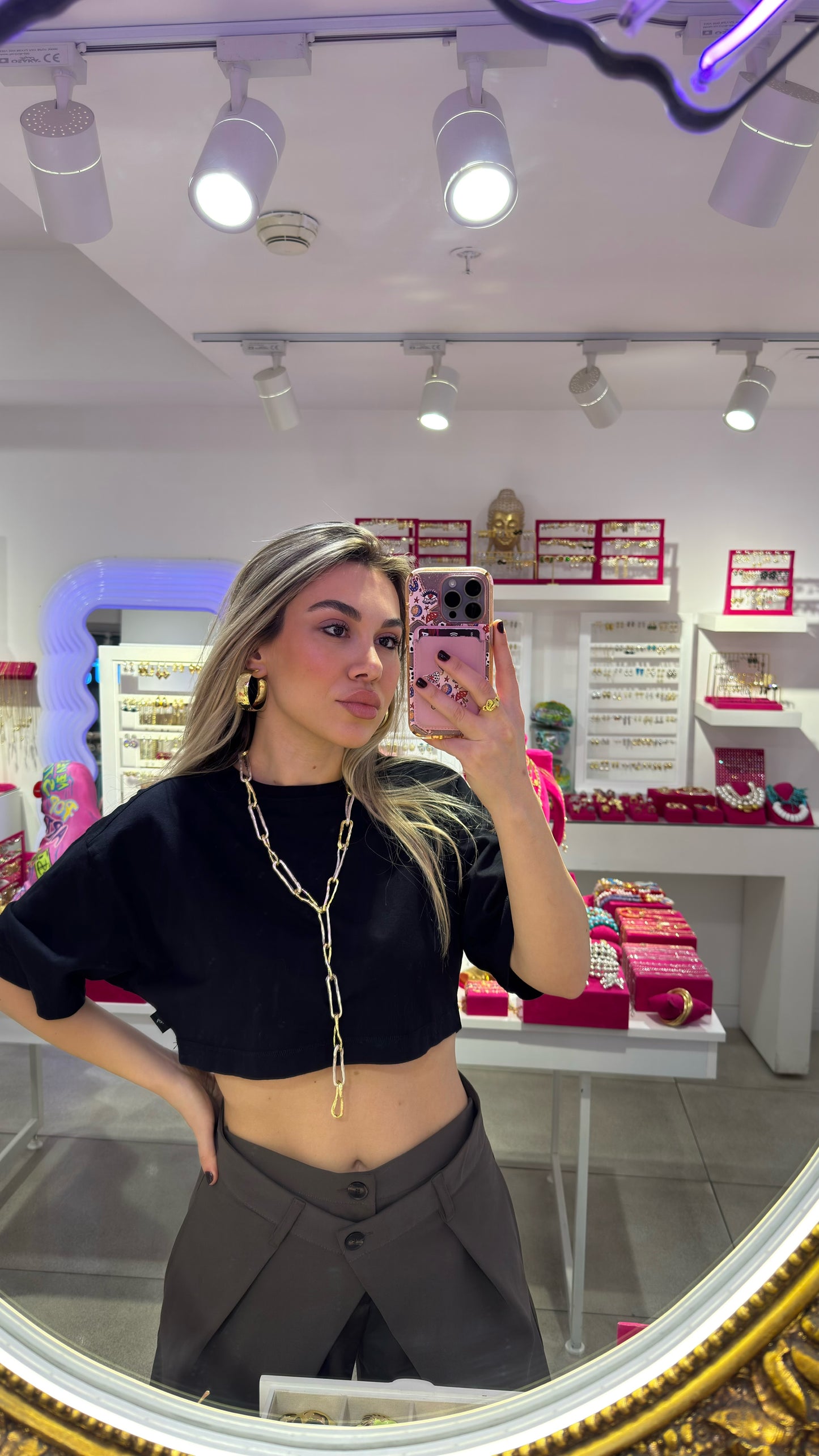 İki Renk Uzun Zincir Kolye