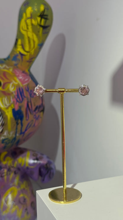 Gül Desen Swarovski Küpe