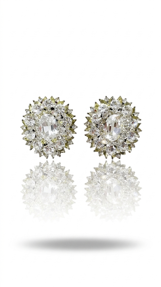 Çiçek Form Taşlı Küpe