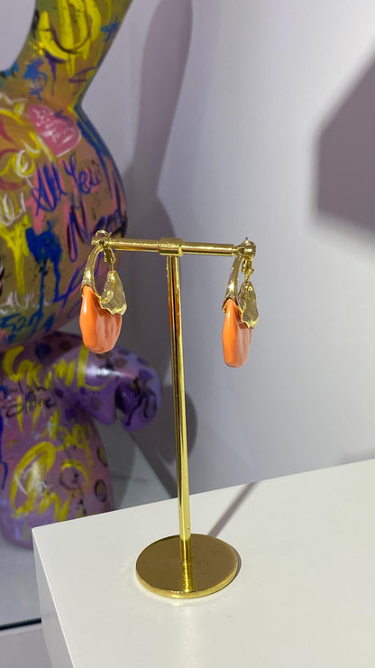 Turuncu Kemik Form Küpe