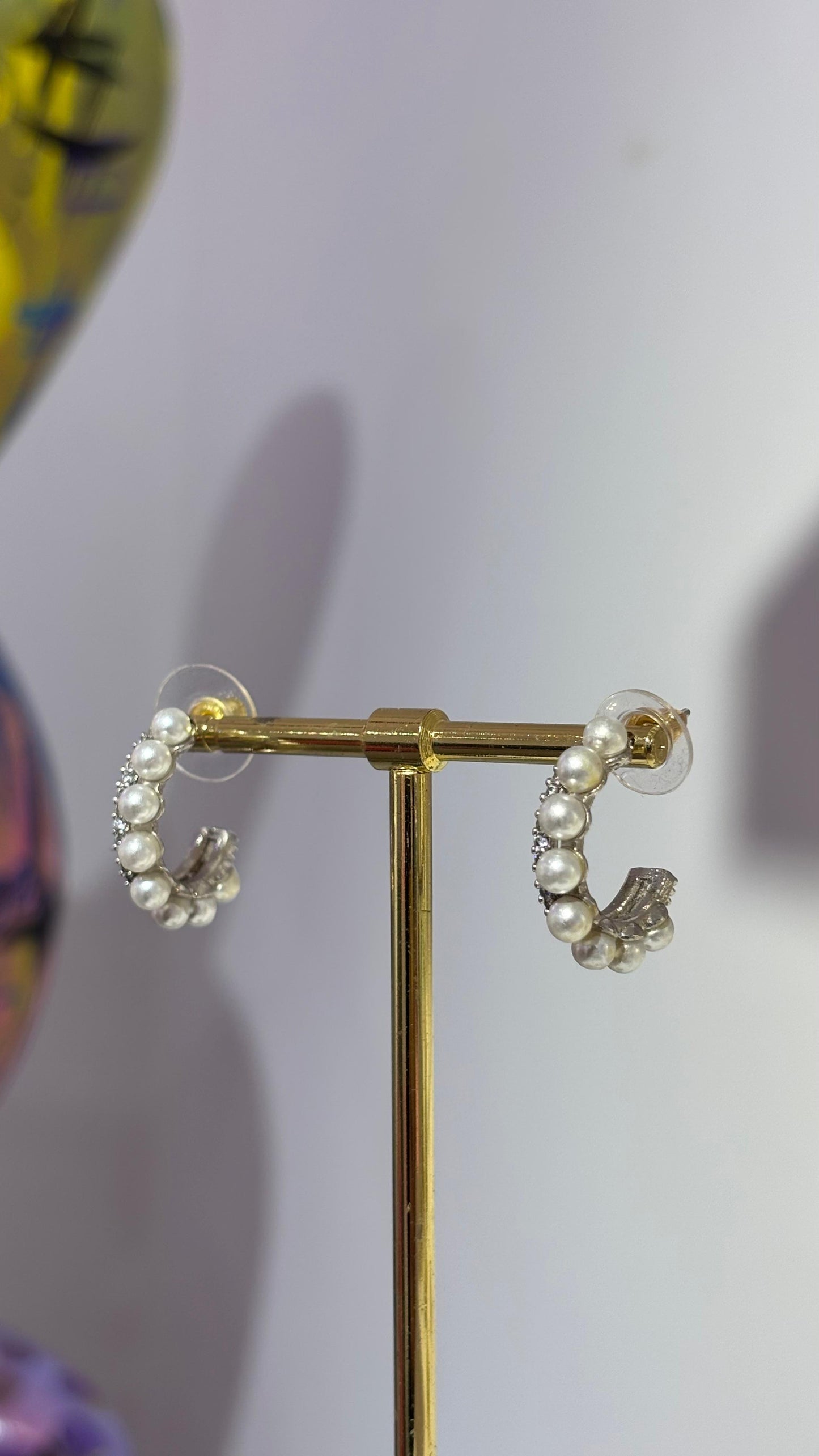 İncili Taşlı Halka Küpe