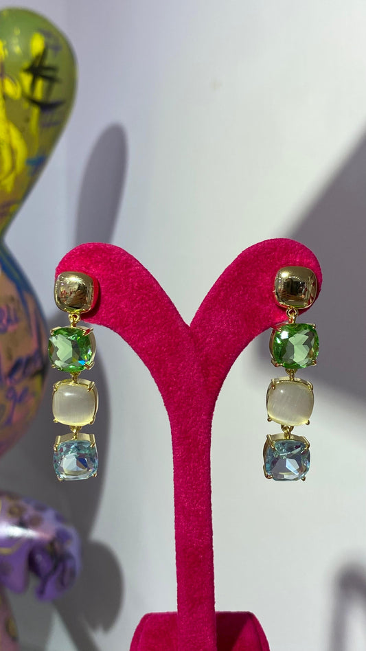 Nil Yeşili Swarovski Küpe