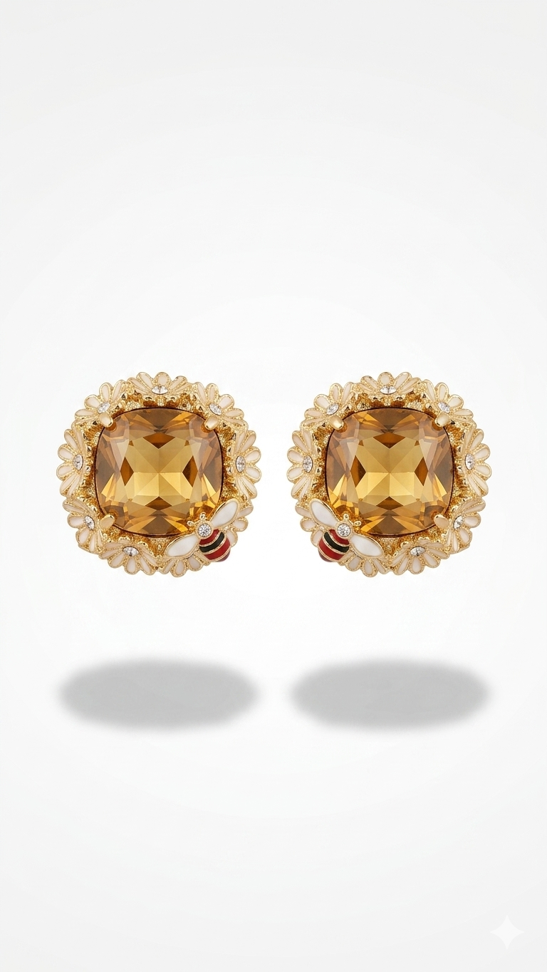 Kahverengi Swarovski Küpe