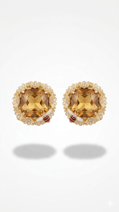Kahverengi Swarovski Küpe