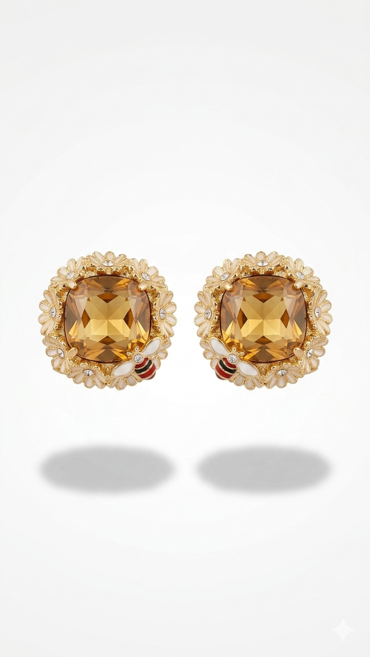 Kahverengi Swarovski Küpe