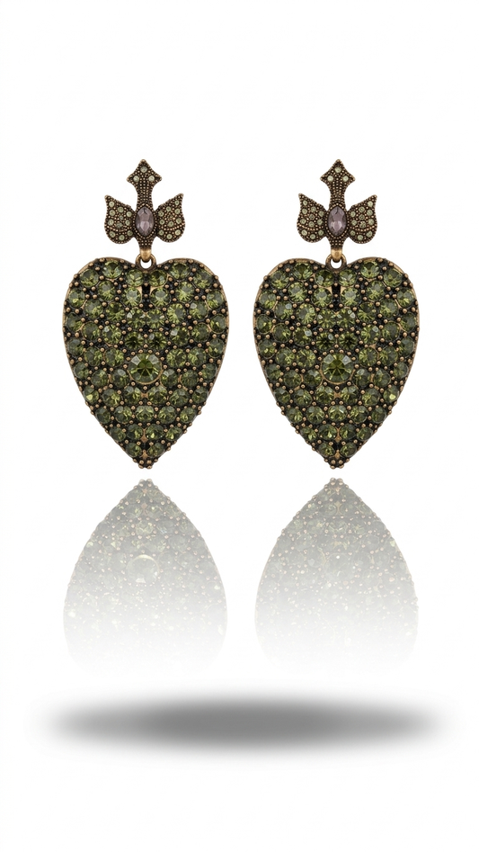 Yeşil Kuş ve Kalp Küpe