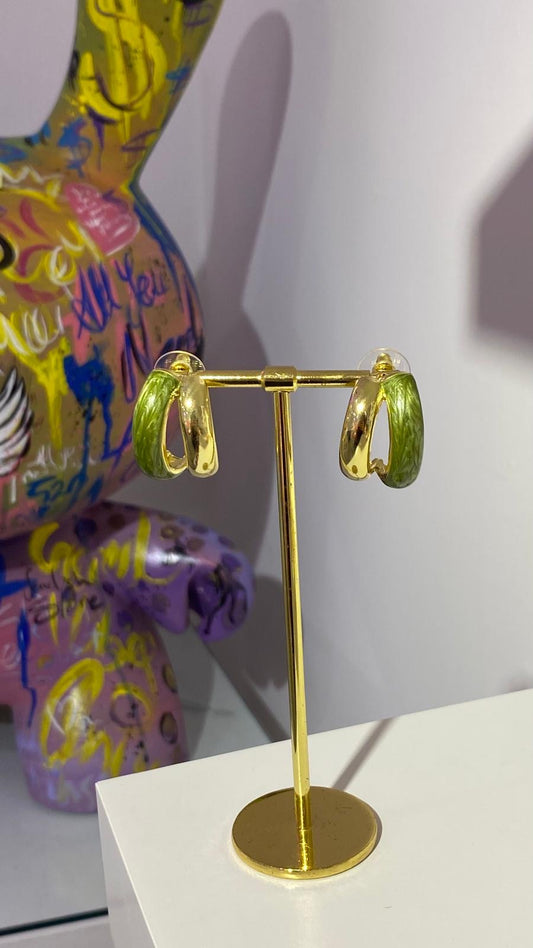 Yeşil Mineli Halka Küpe