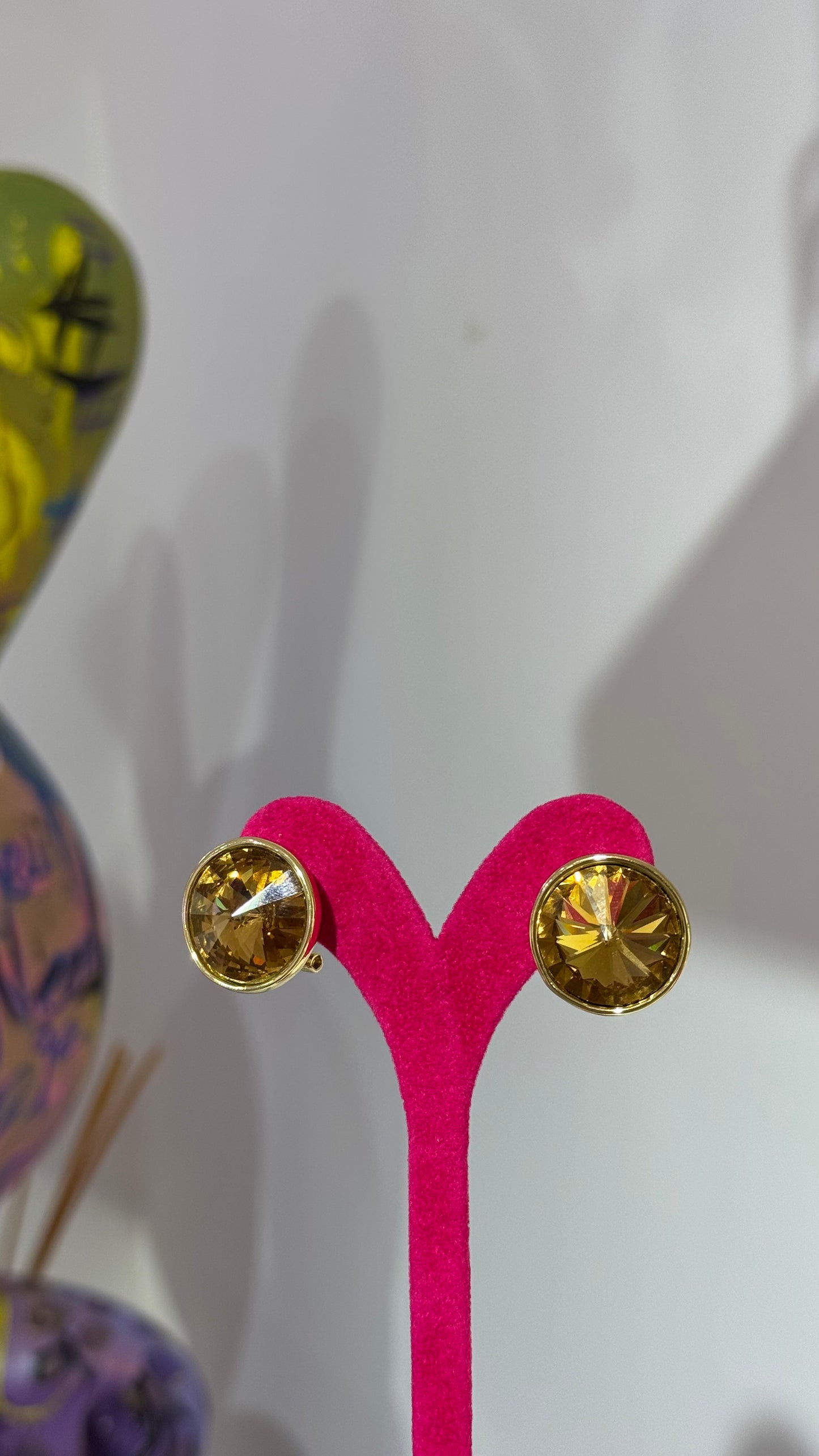 Kahverengi Swarovski Taş Küpe