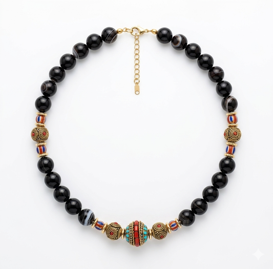 Siyah Doğal Taş Kolye