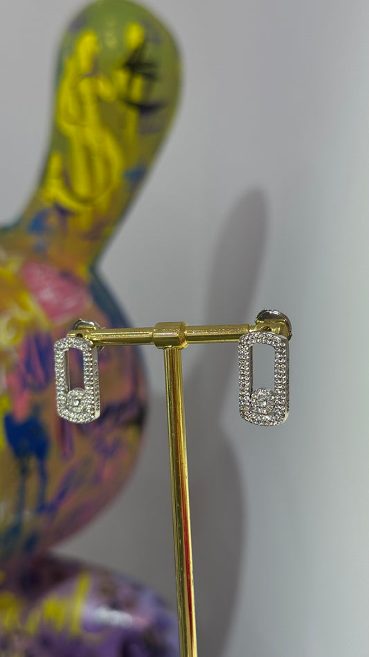 Taşlı Dikdörtgen Küpe