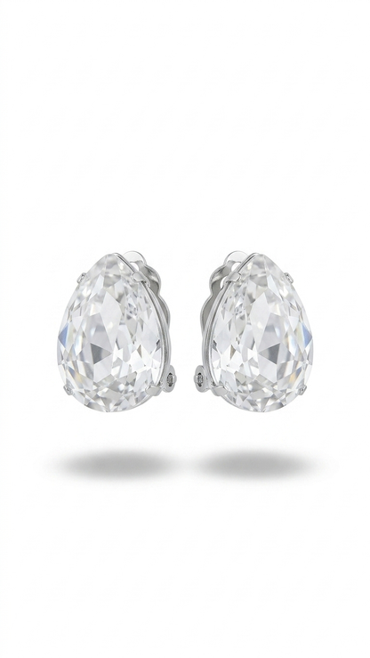Beyaz Damla Swarovski Küpe