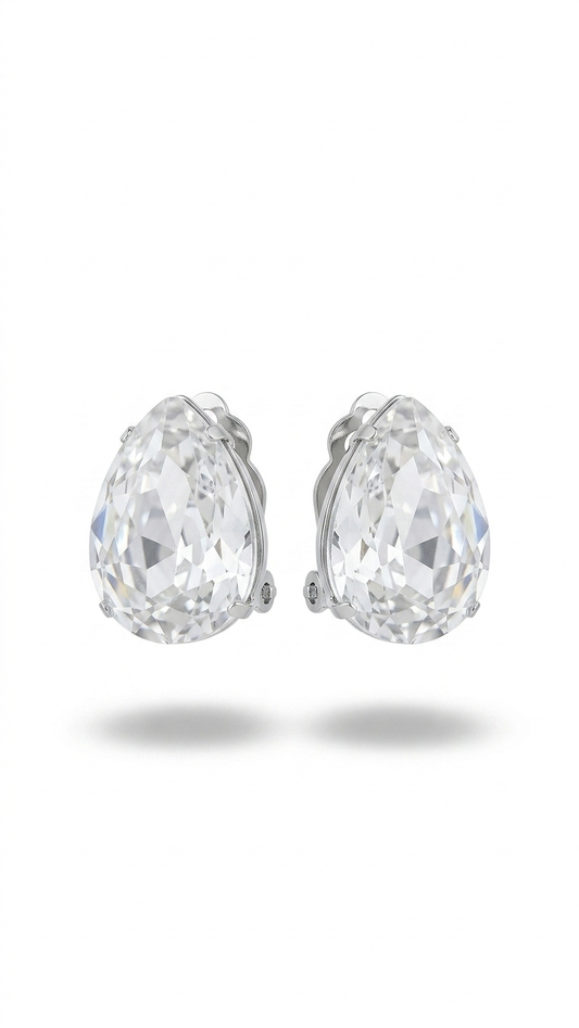 Beyaz Damla Swarovski Küpe