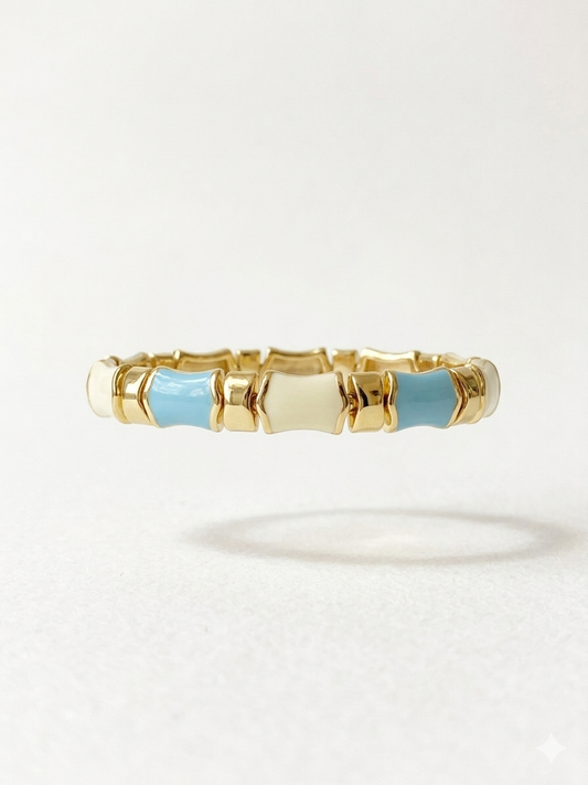 Mavi Krem Kemik Form Bileklik