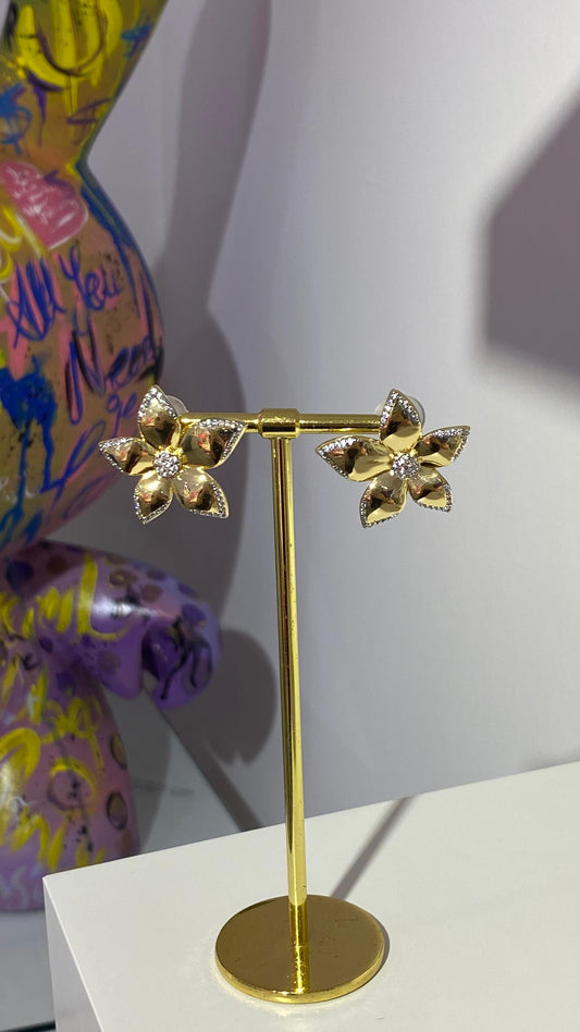 Taşlı Çiçek Küpe