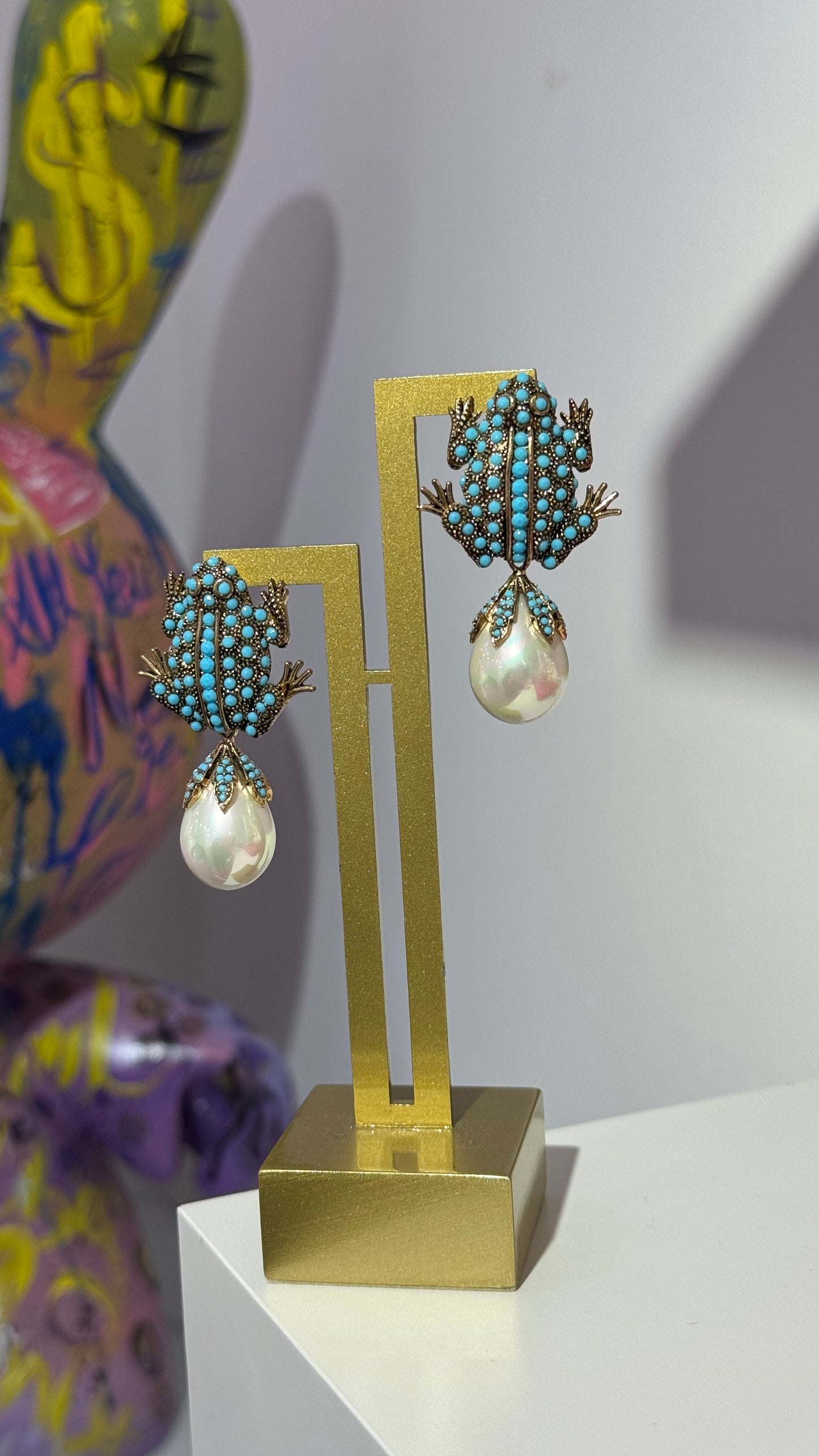 İncili Kurbağa Küpe